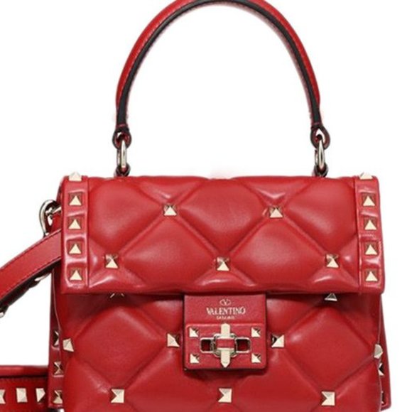 Valentino Handbags - Valentino Candy New Mini Rockstud Spike Quilted Red Leather Cross Body Bag